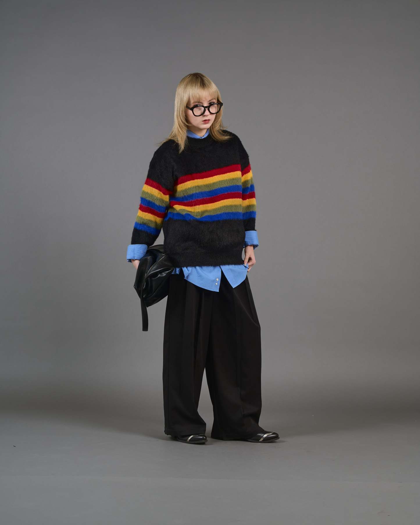 Color Border Shaggy Knit SL0004