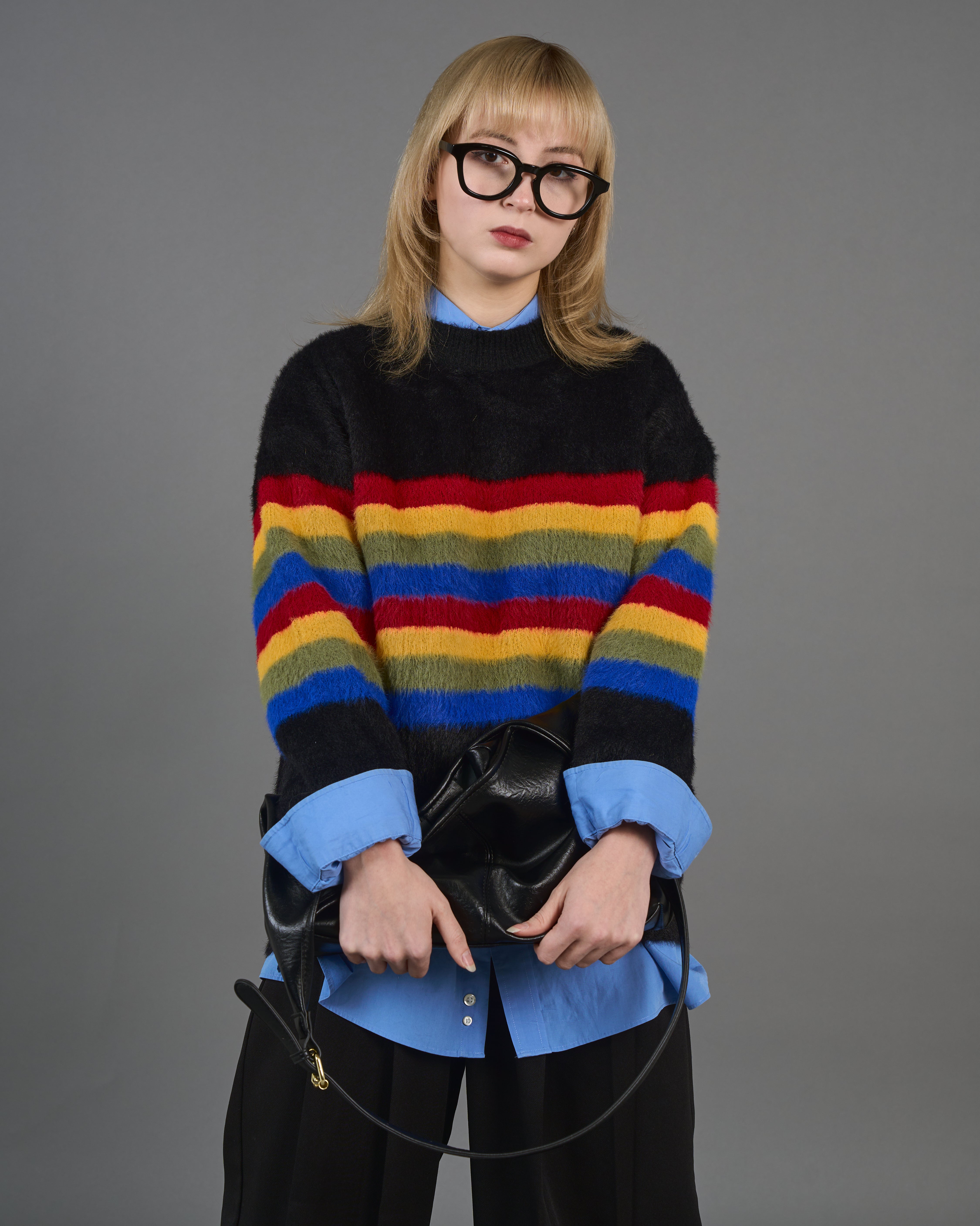 Color Border Shaggy Knit SL0004