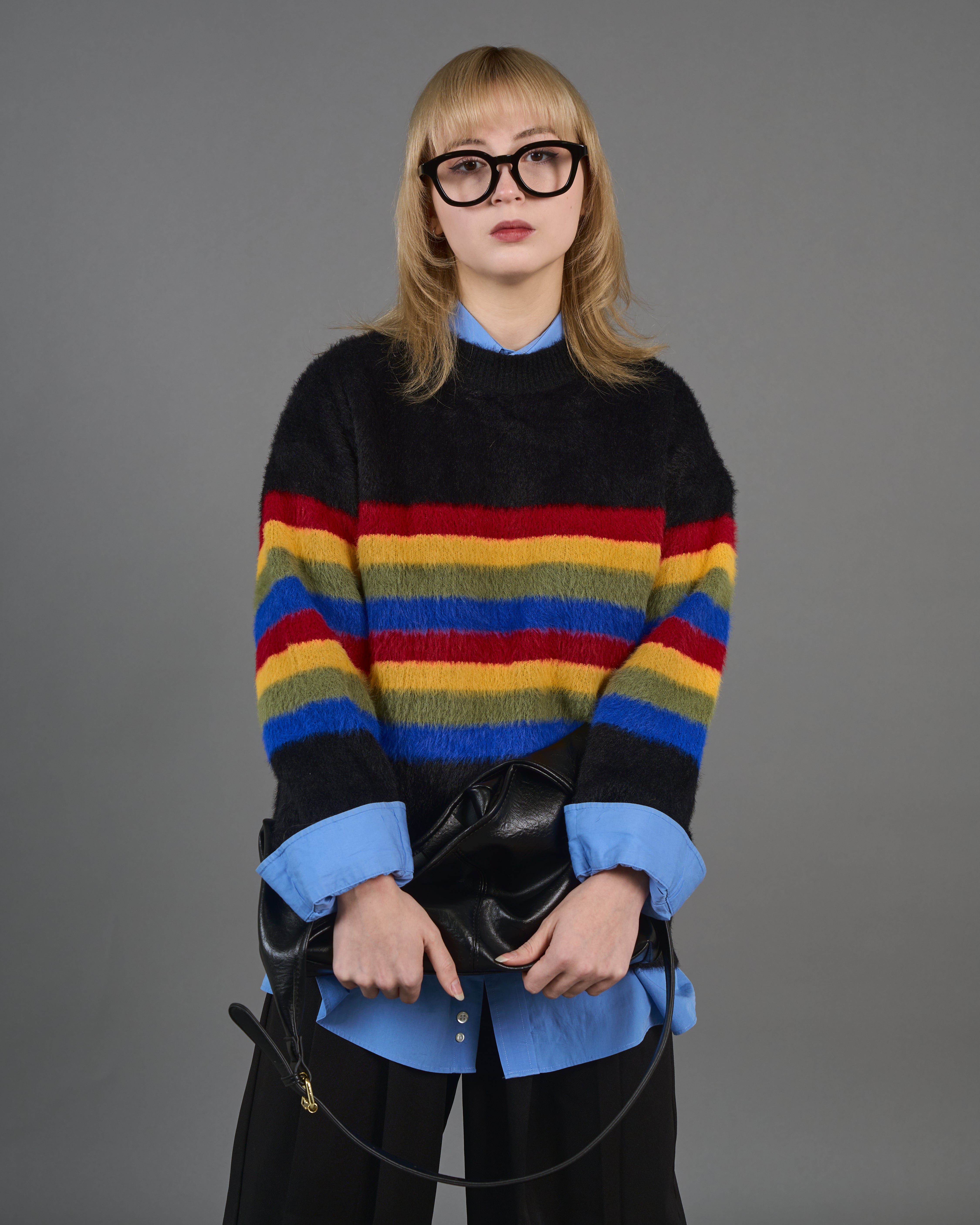 Color Border Shaggy Knit SL0004