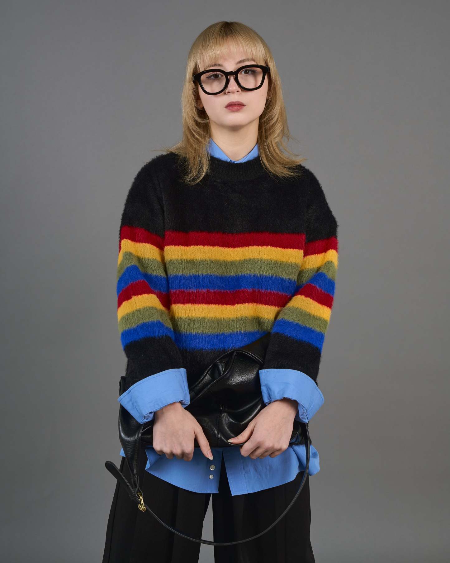 Color Border Shaggy Knit SL0004