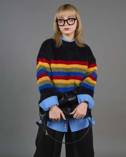 Color Border Shaggy Knit SL0004