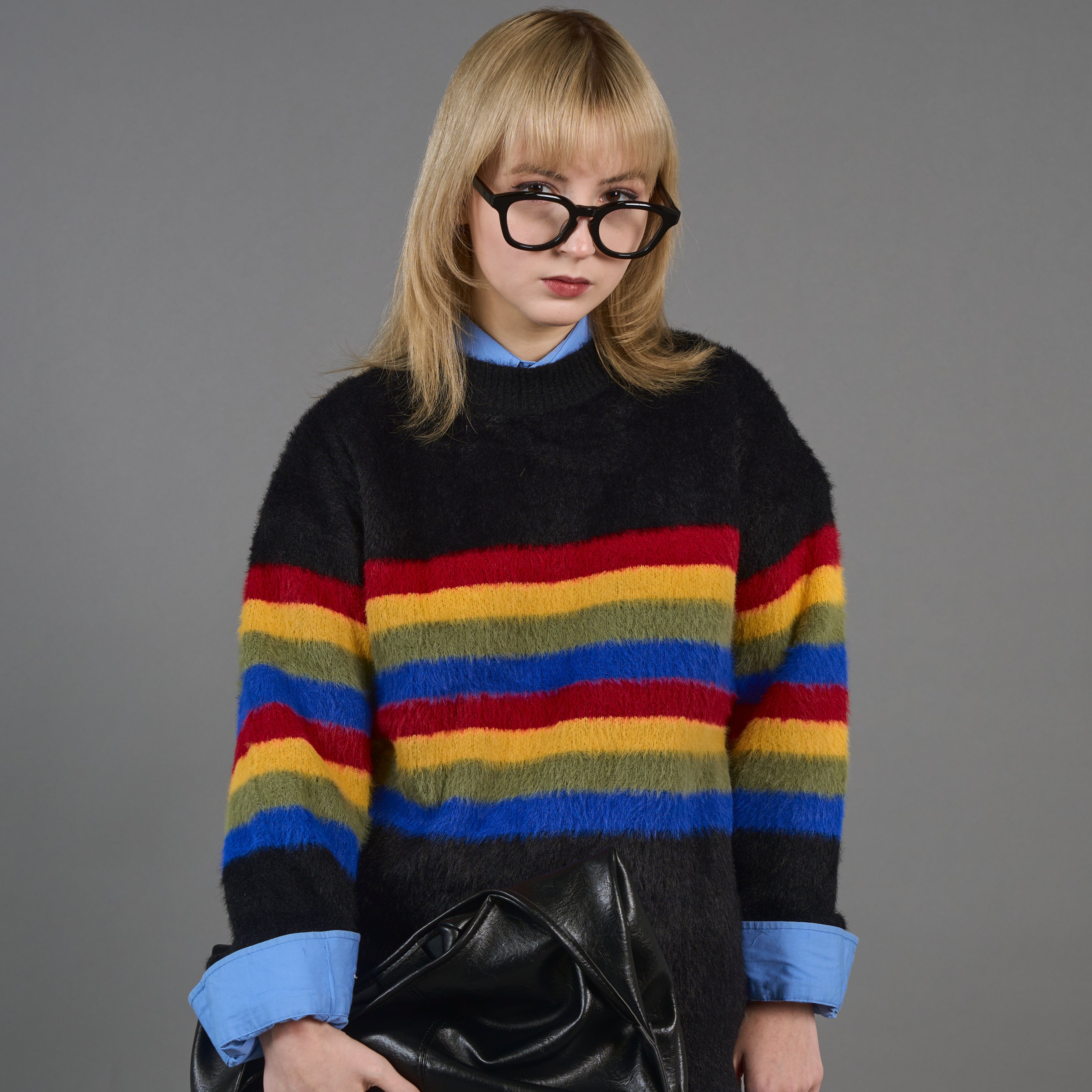 Color Border Shaggy Knit SL0004