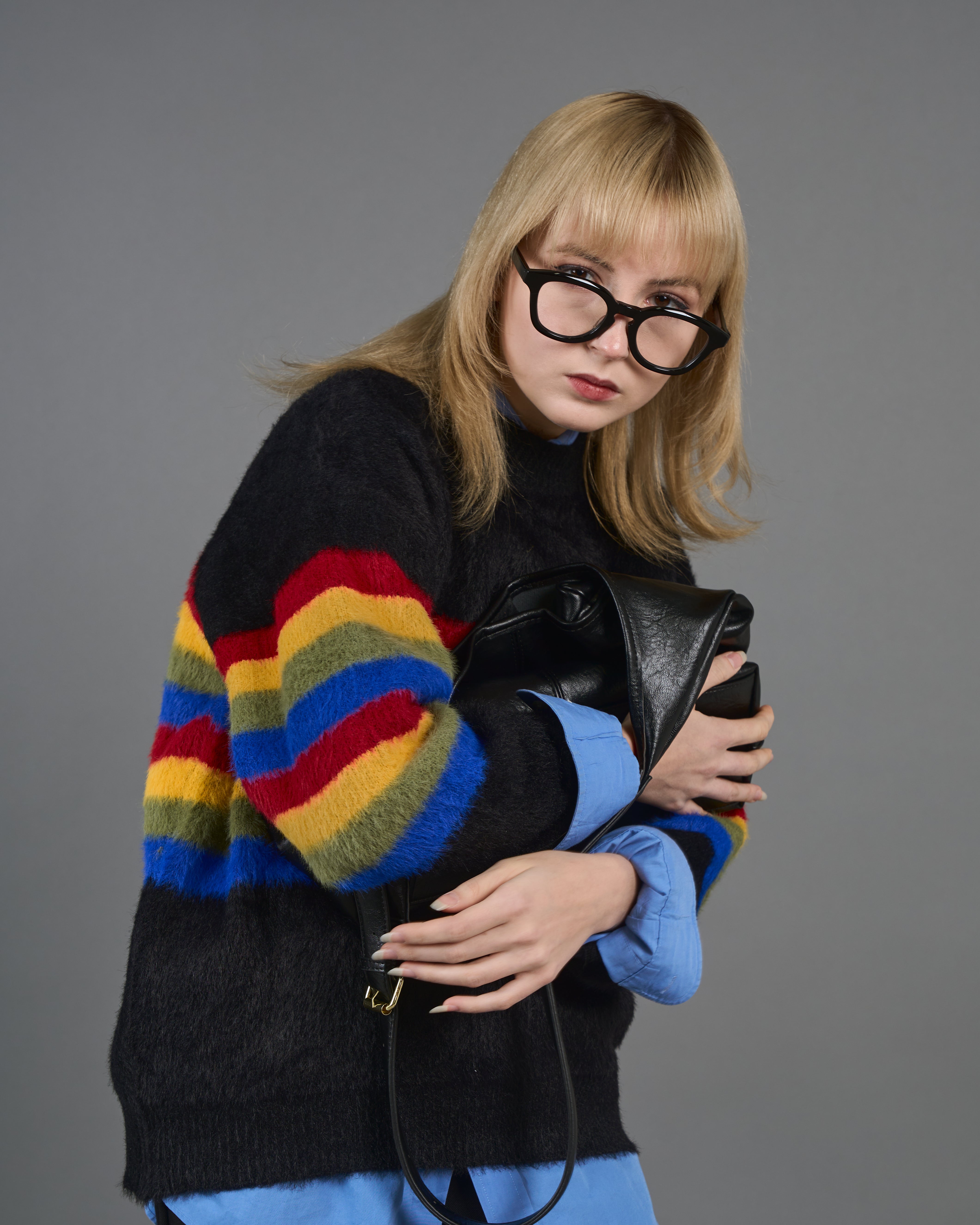 Color Border Shaggy Knit SL0004