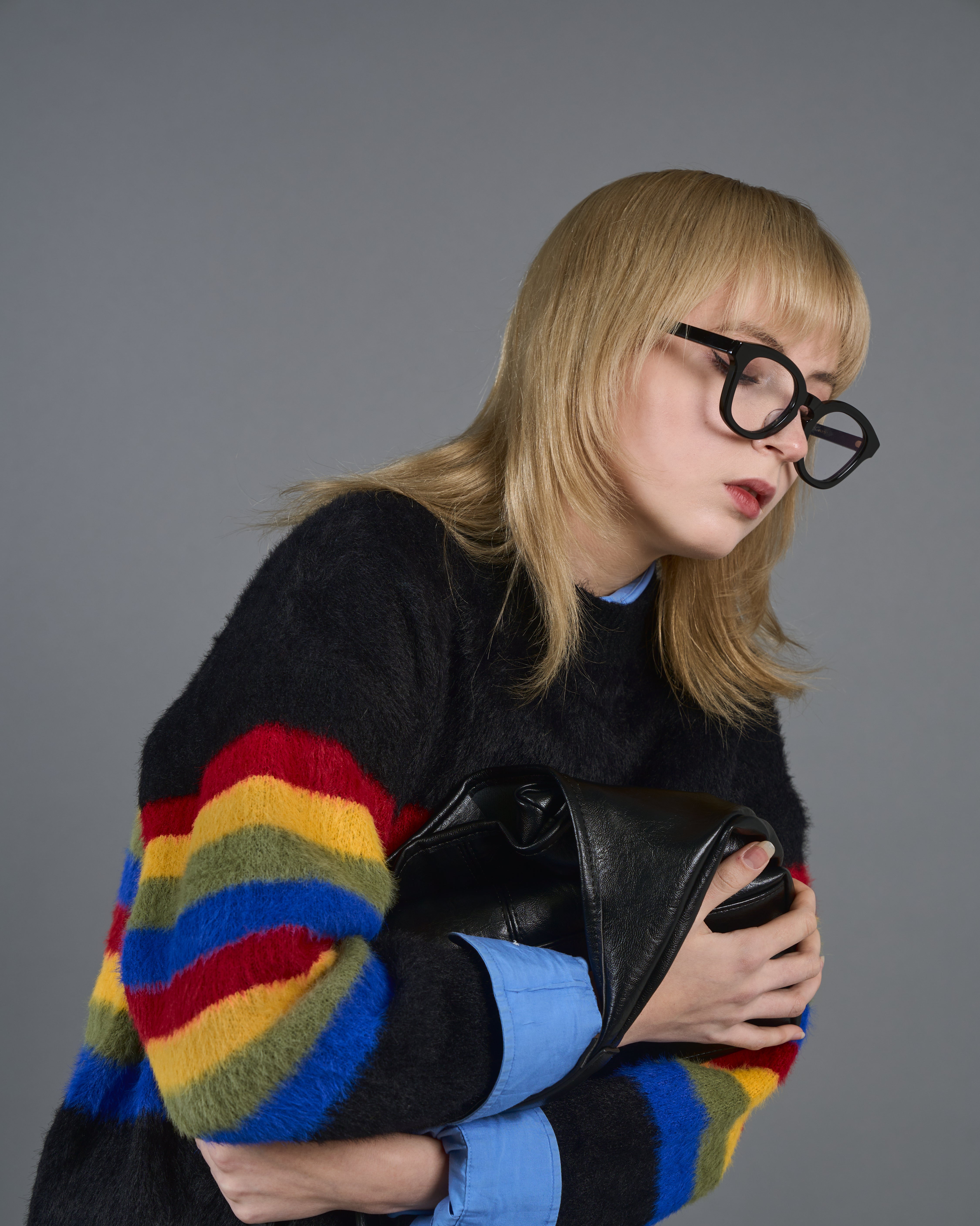 Color Border Shaggy Knit SL0004