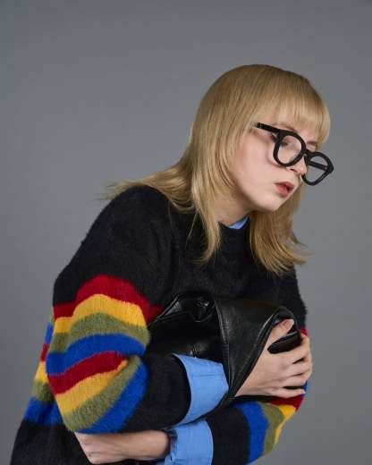 Color Border Shaggy Knit SL0004