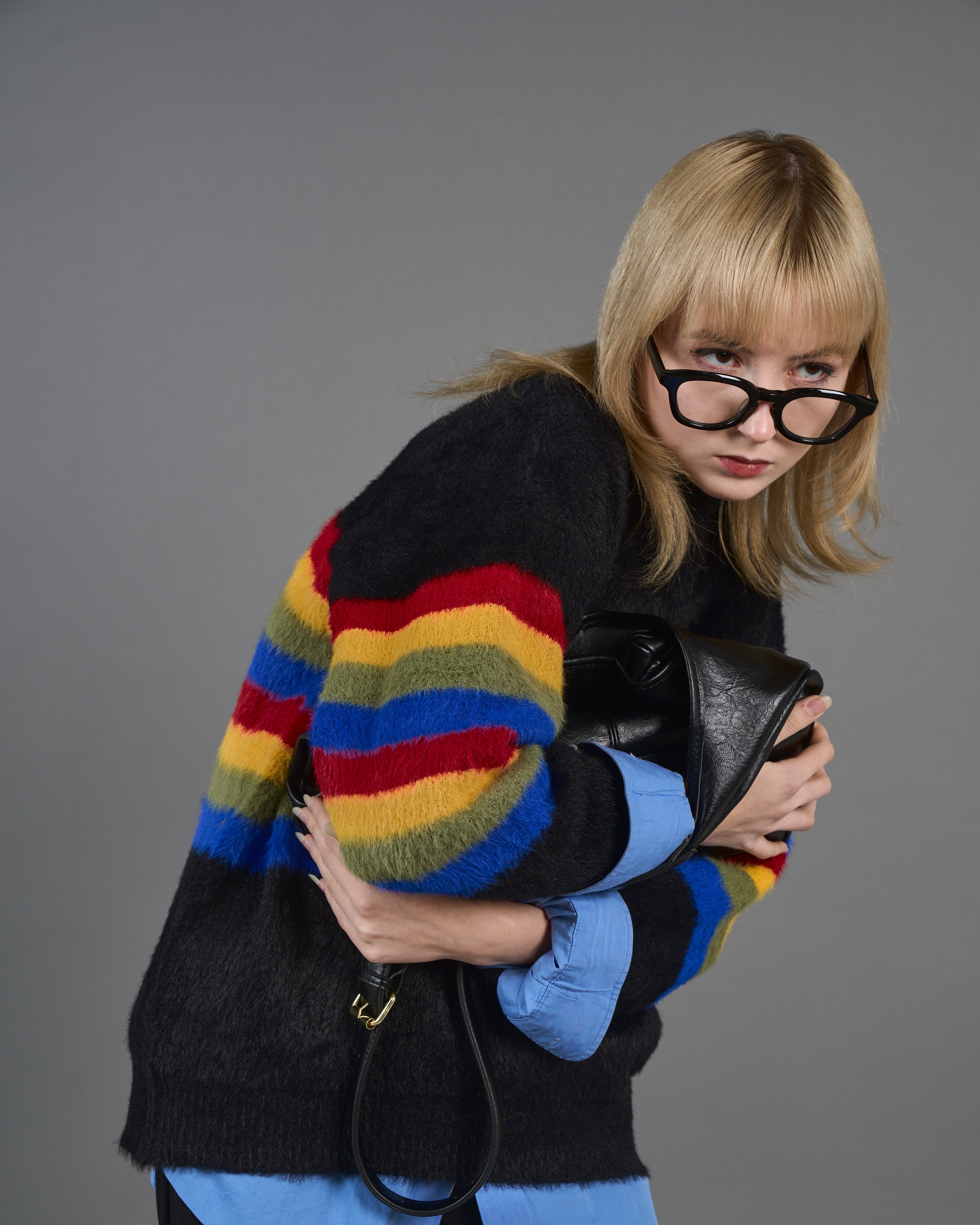 Color Border Shaggy Knit SL0004