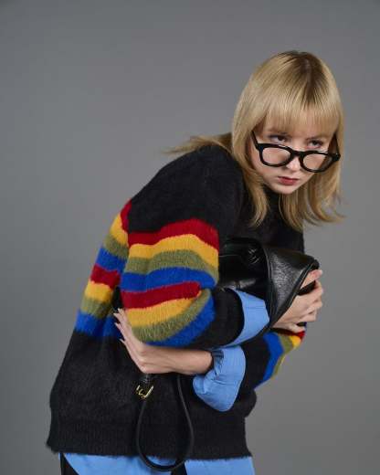 Color Border Shaggy Knit SL0004