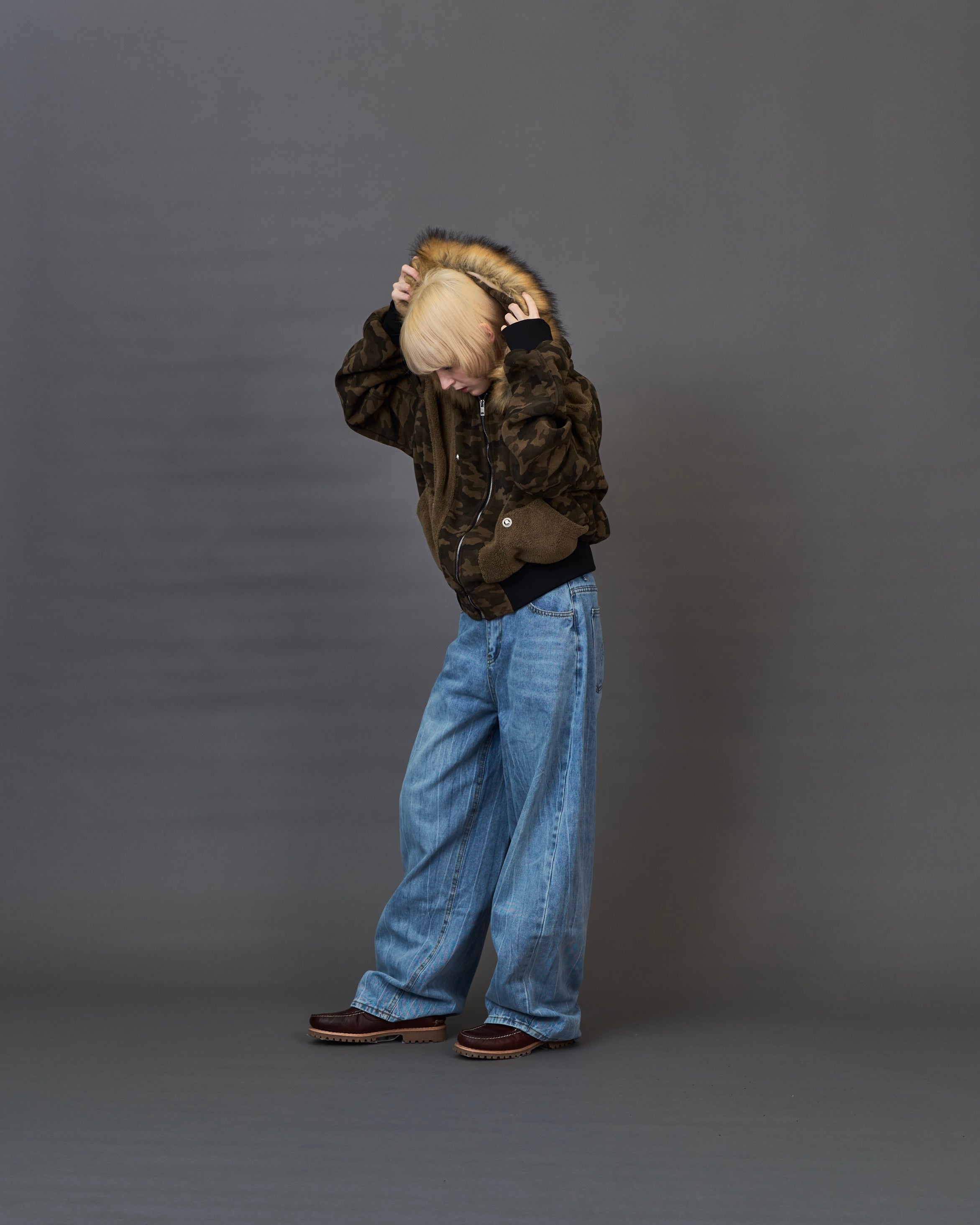 Military Camouflage Faux Fur Short Blouson SL0046