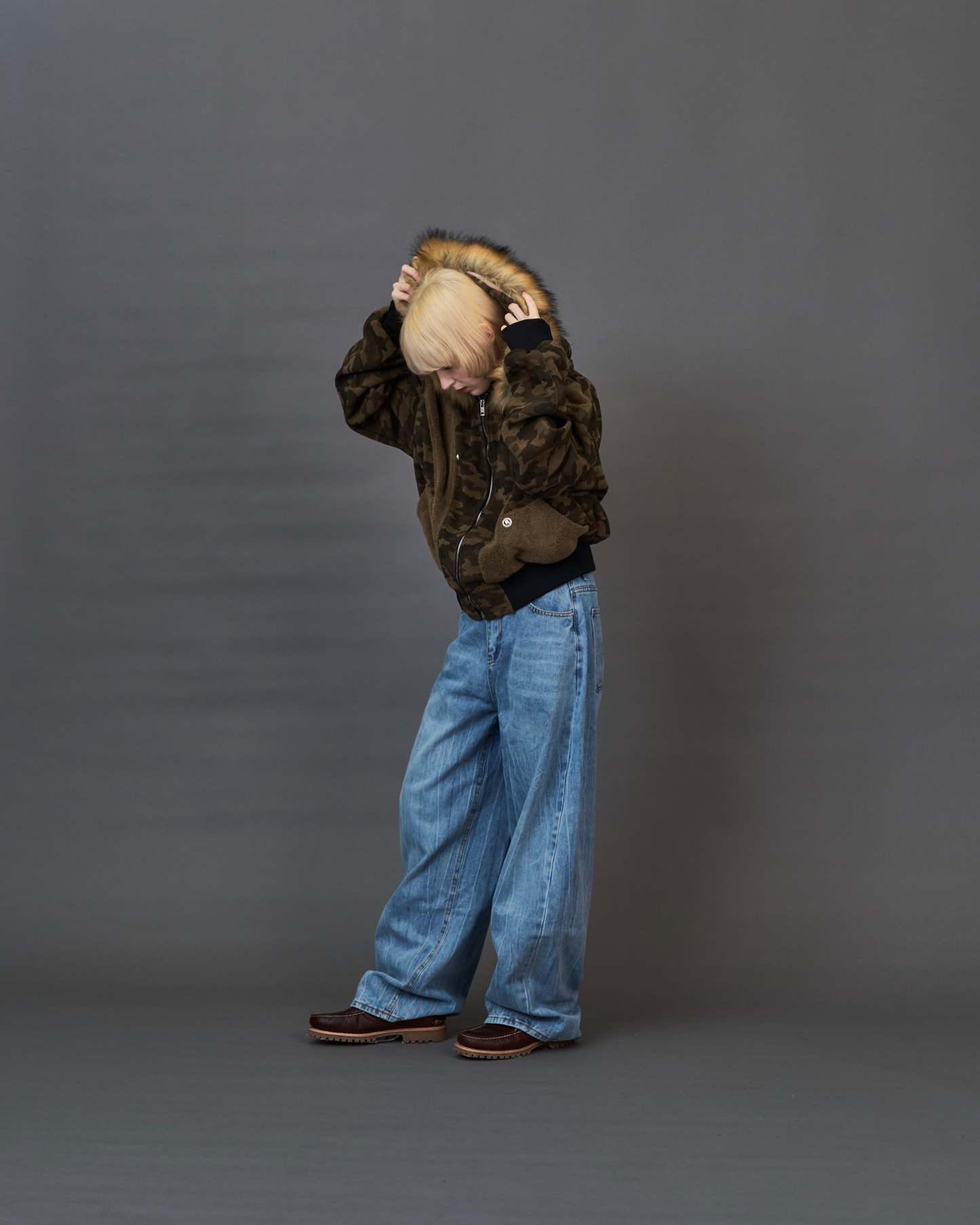 Military Camouflage Faux Fur Short Blouson SL0046