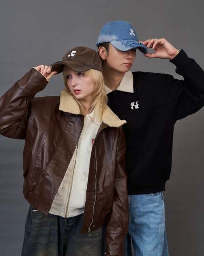 Shearling Collar Leather Jacket SL0066