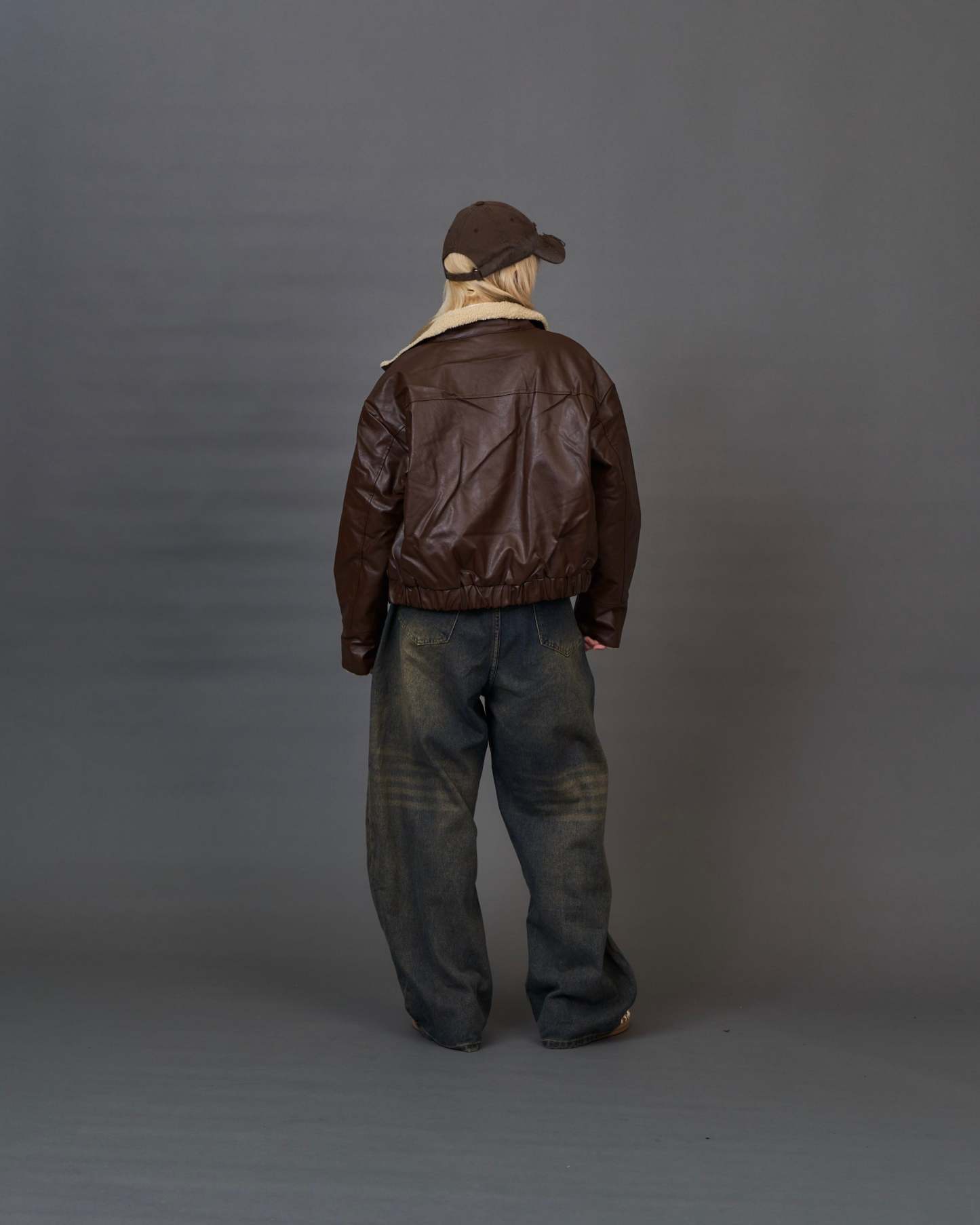 Shearling Collar Leather Jacket SL0066