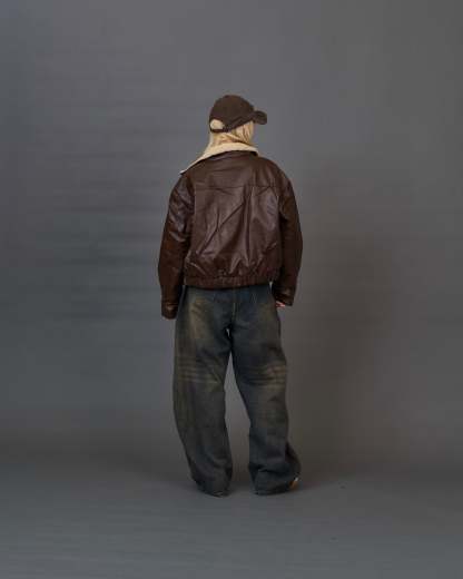 Shearling Collar Leather Jacket SL0066
