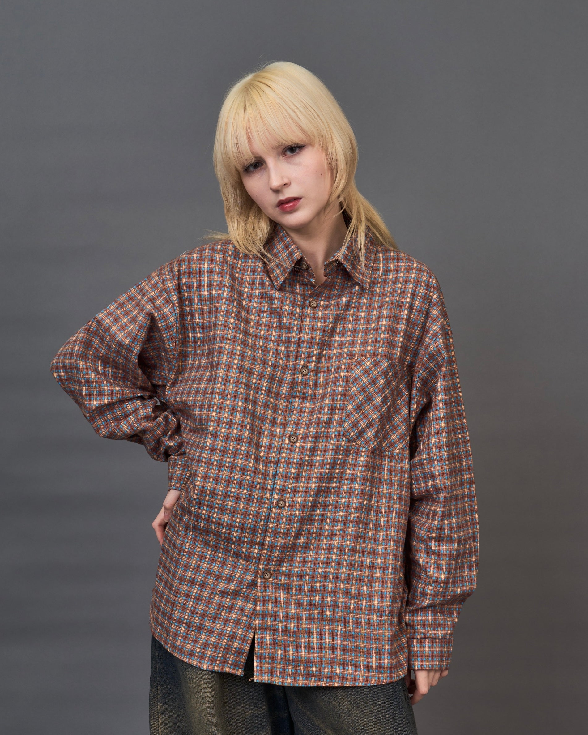 Check Pattern Regular Collar Shirt SL0044