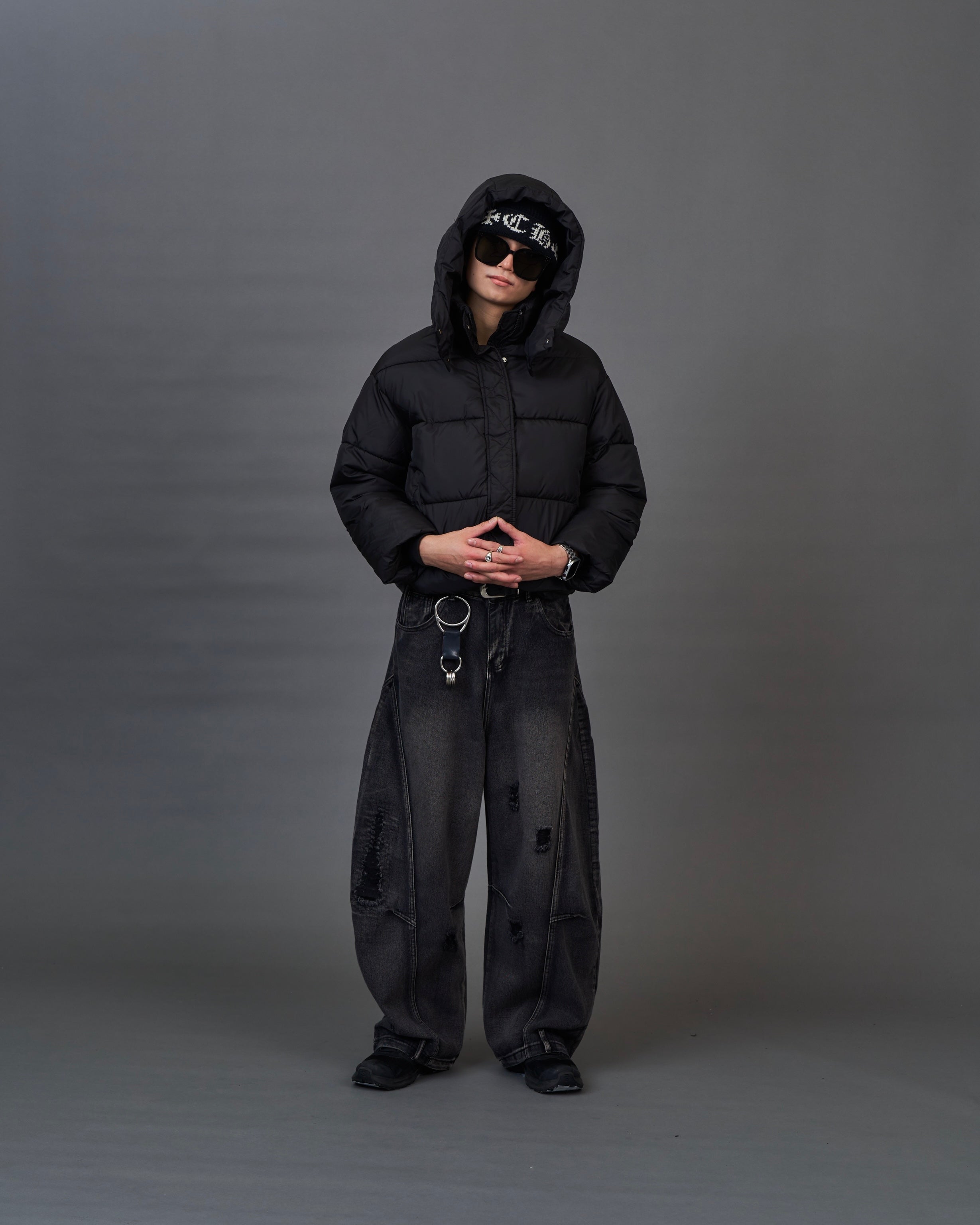 Distressed Black Wide Denim SL0072