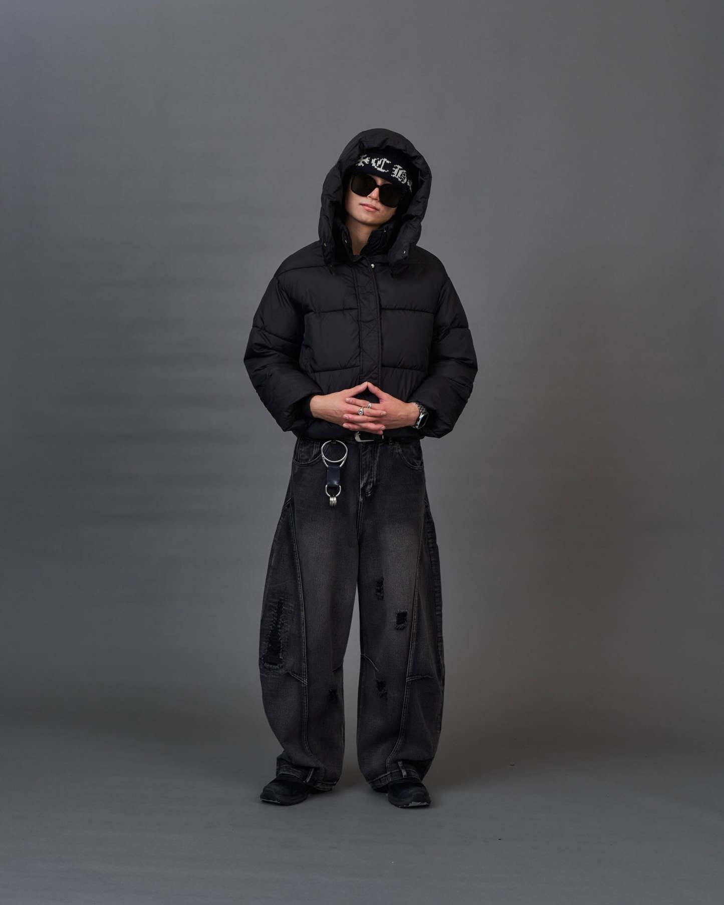 Distressed Black Wide Denim SL0072