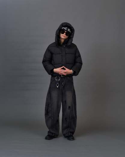 Distressed Black Wide Denim SL0072