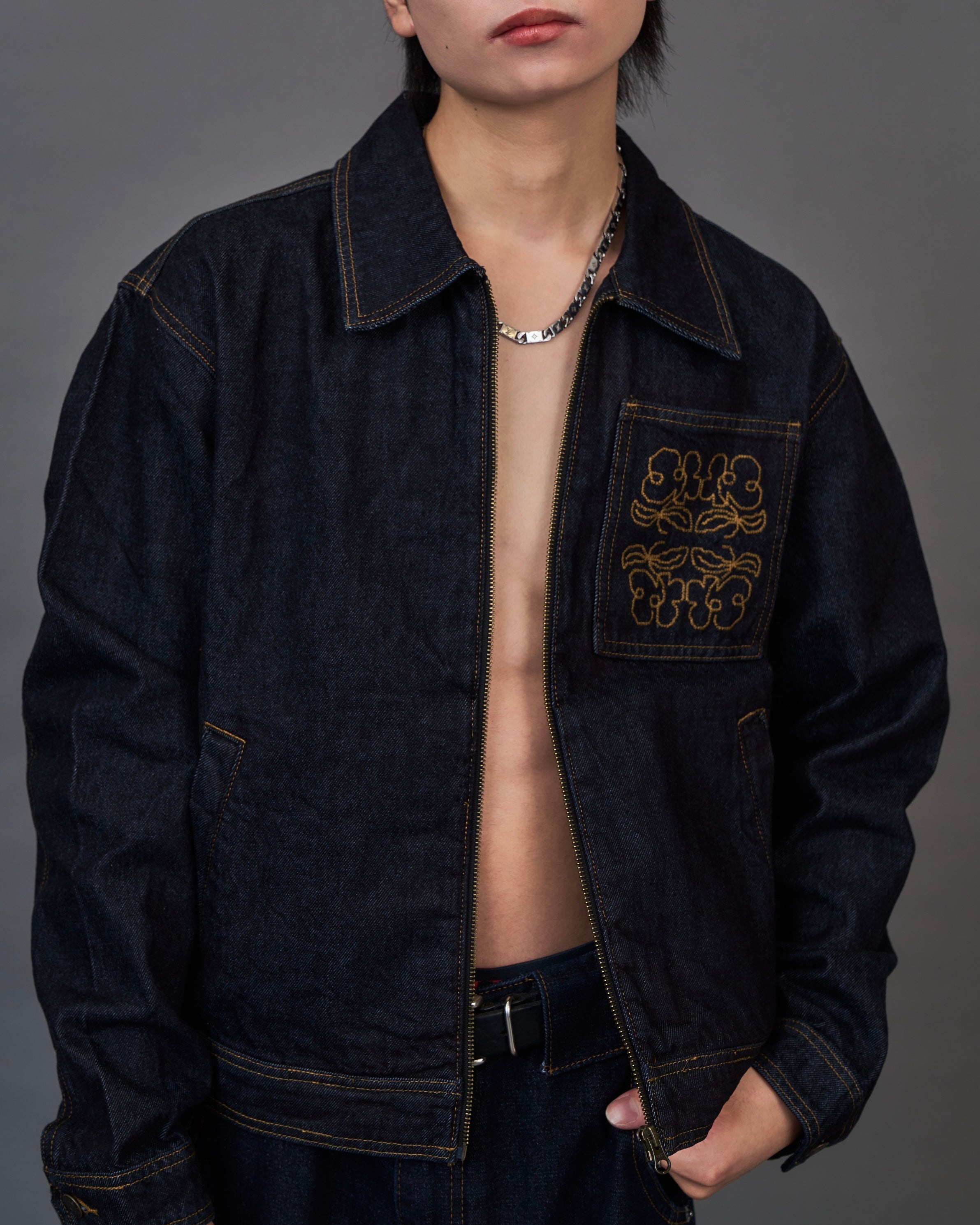 Set-up Compatible Embroidery Denim Jacket SL0050