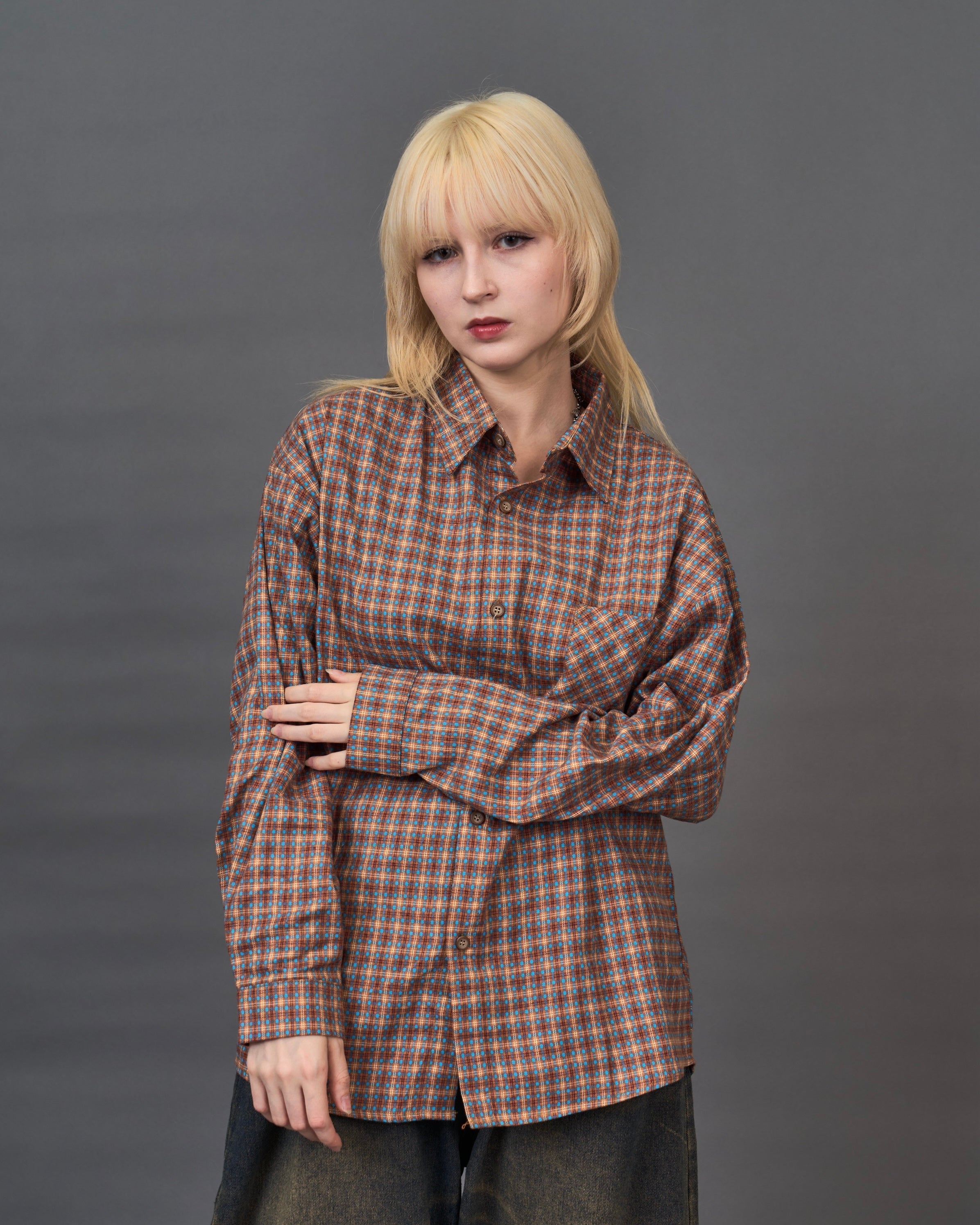 Check Pattern Regular Collar Shirt SL0044
