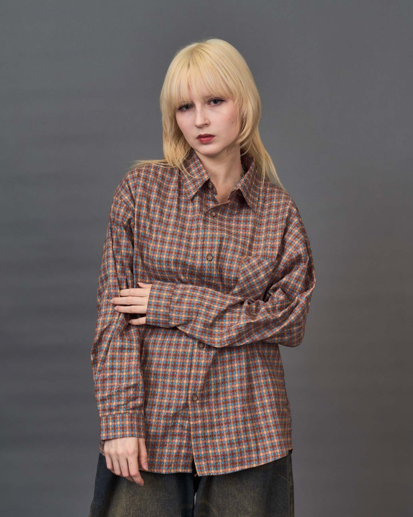 Check Pattern Regular Collar Shirt SL0044