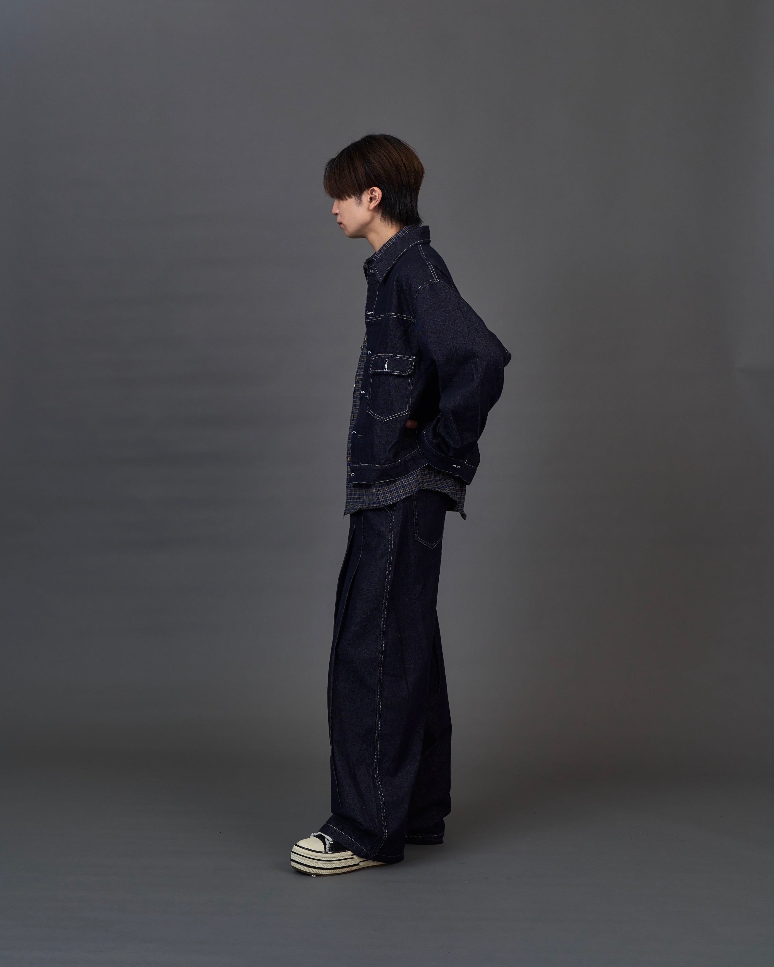 Set-up Compatible Contrast Stitch Denim Jacket SL0058