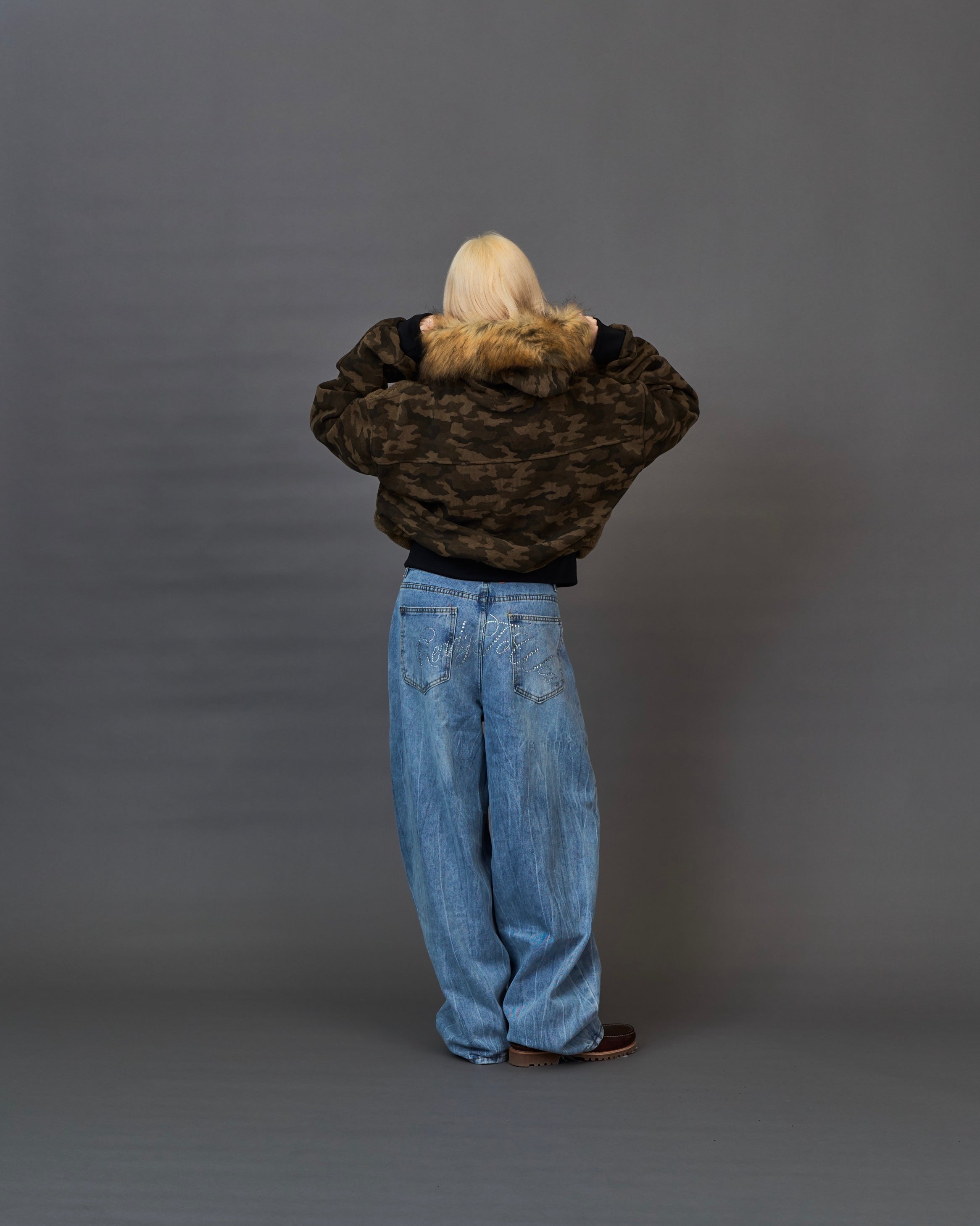 Military Camouflage Faux Fur Short Blouson SL0046