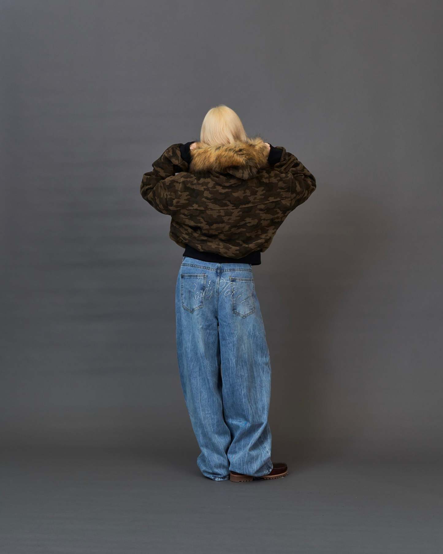 Military Camouflage Faux Fur Short Blouson SL0046