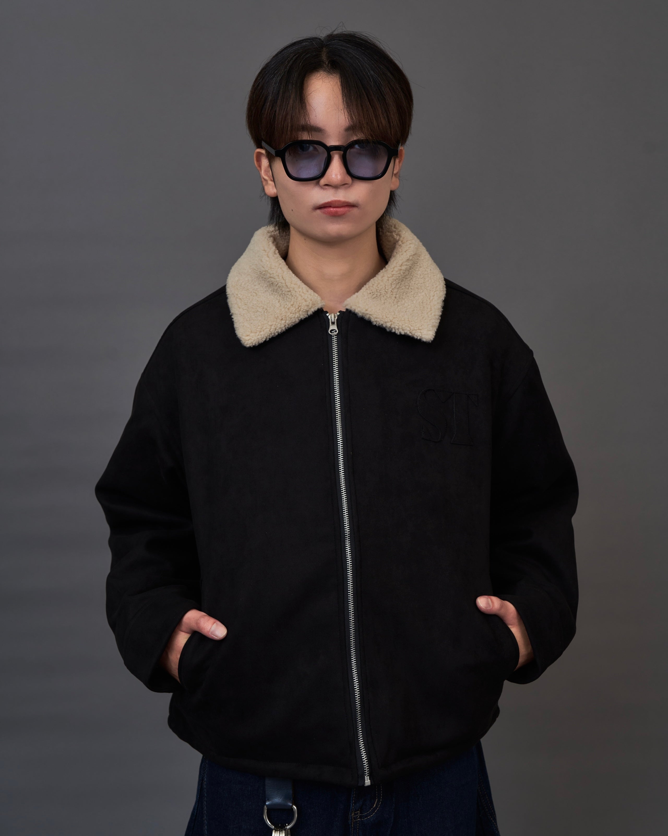 Shearling Collar Suede Blouson SL0055