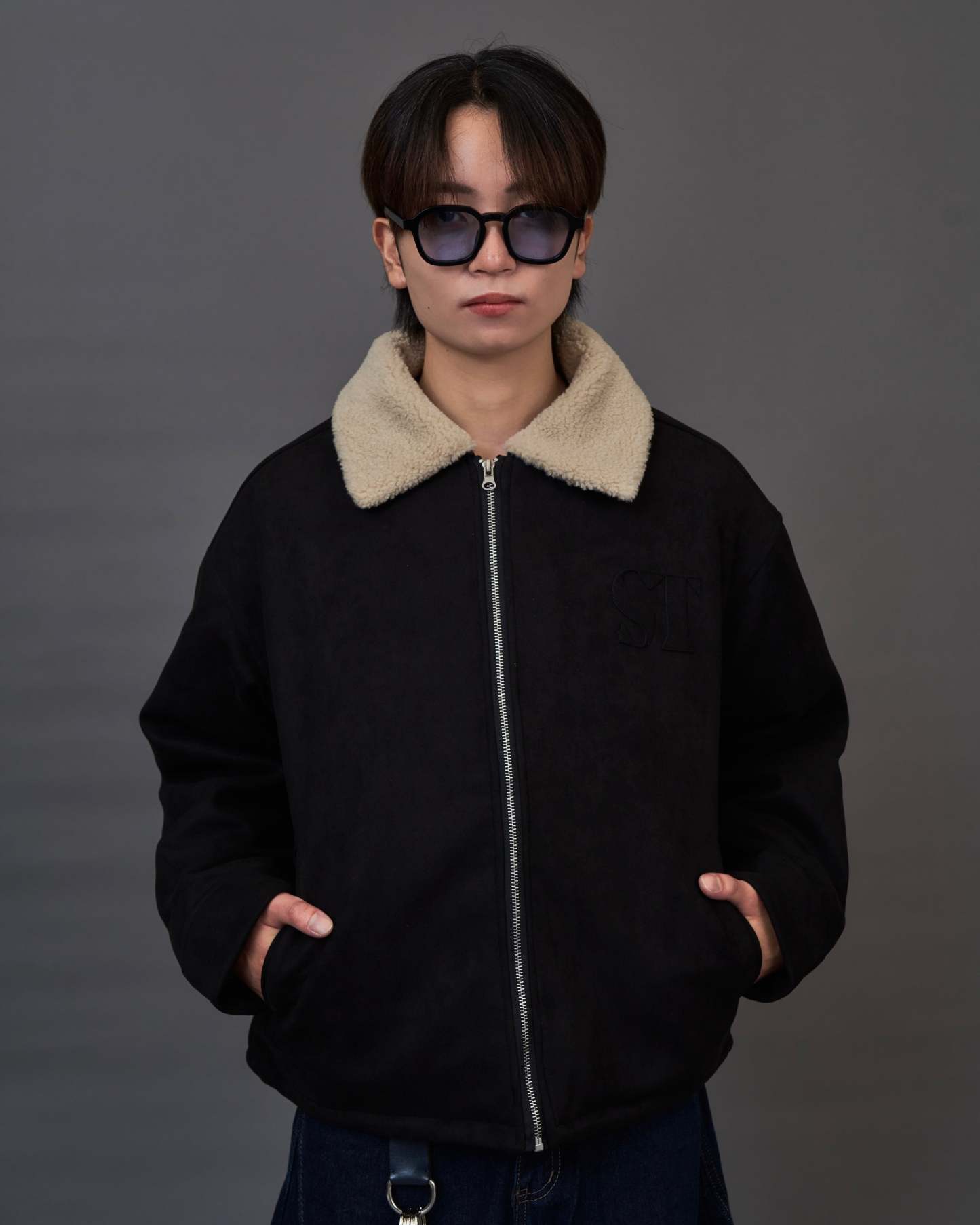 Shearling Collar Suede Blouson SL0055