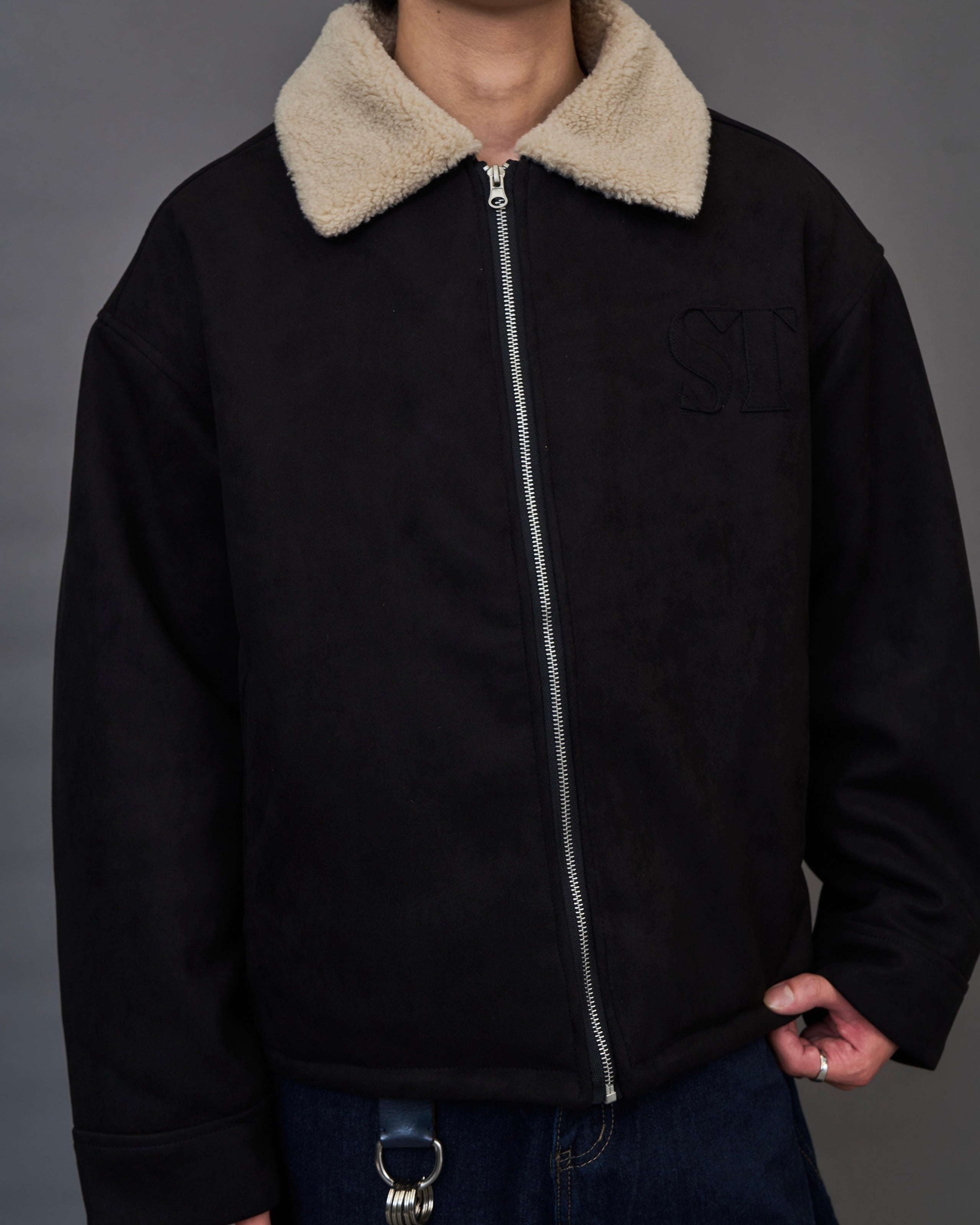 Shearling Collar Suede Blouson SL0055