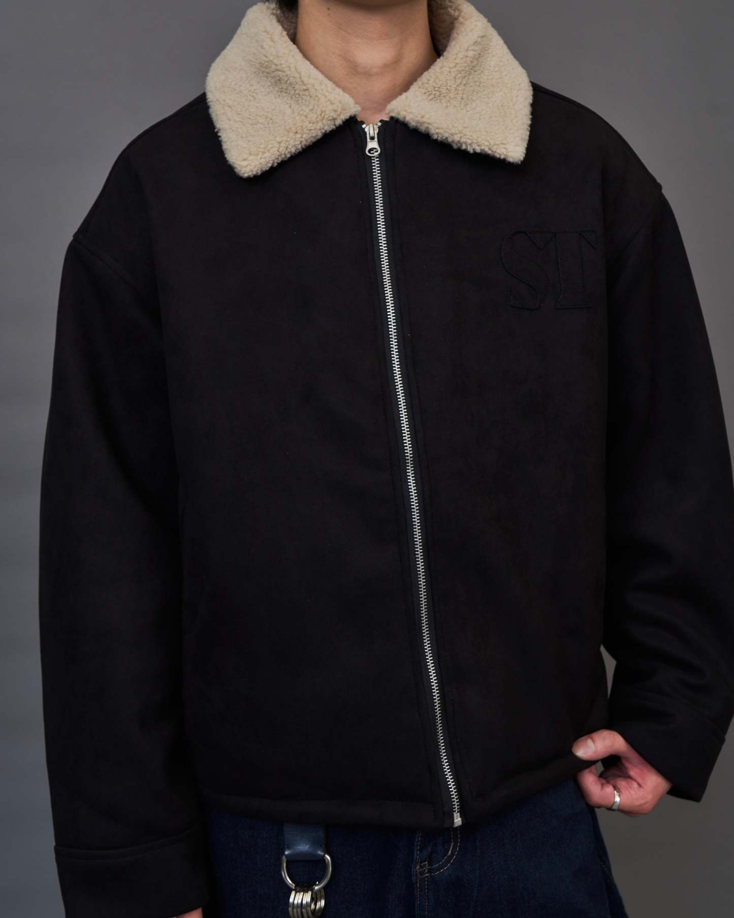 Shearling Collar Suede Blouson SL0055