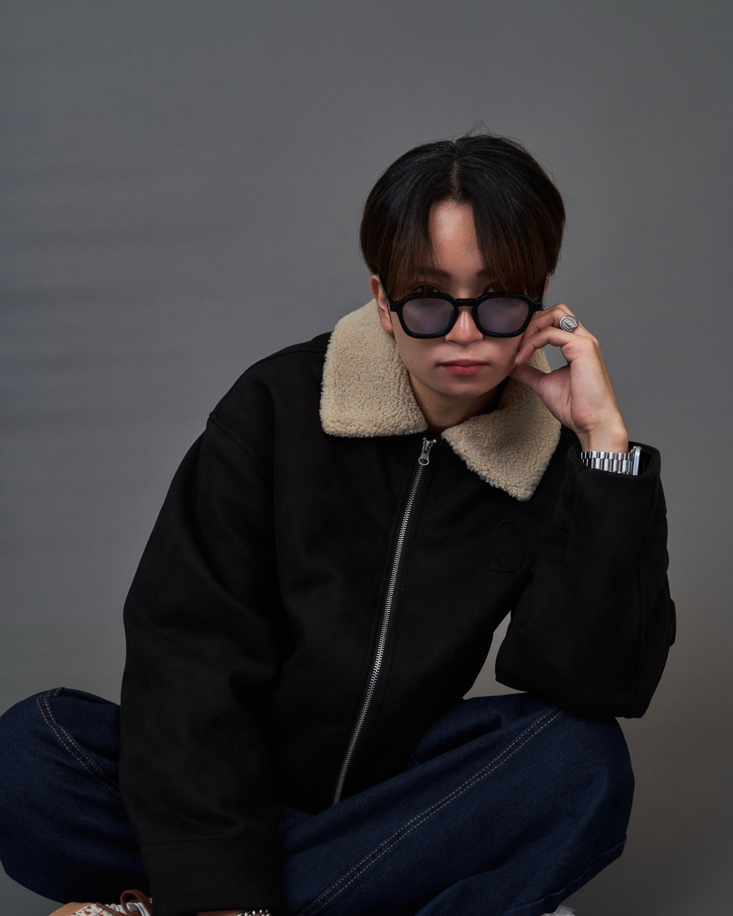 Shearling Collar Suede Blouson SL0055