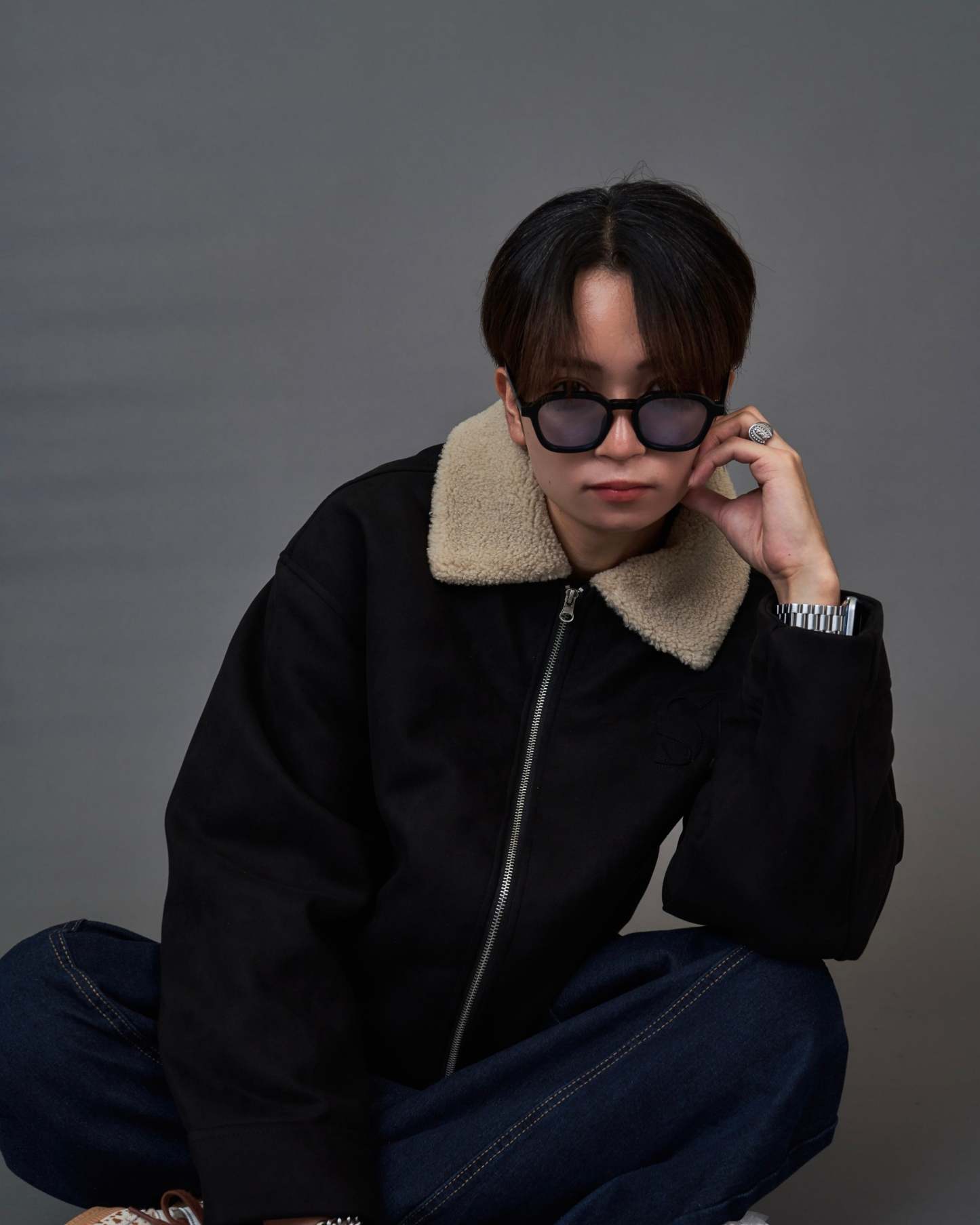 Shearling Collar Suede Blouson SL0055