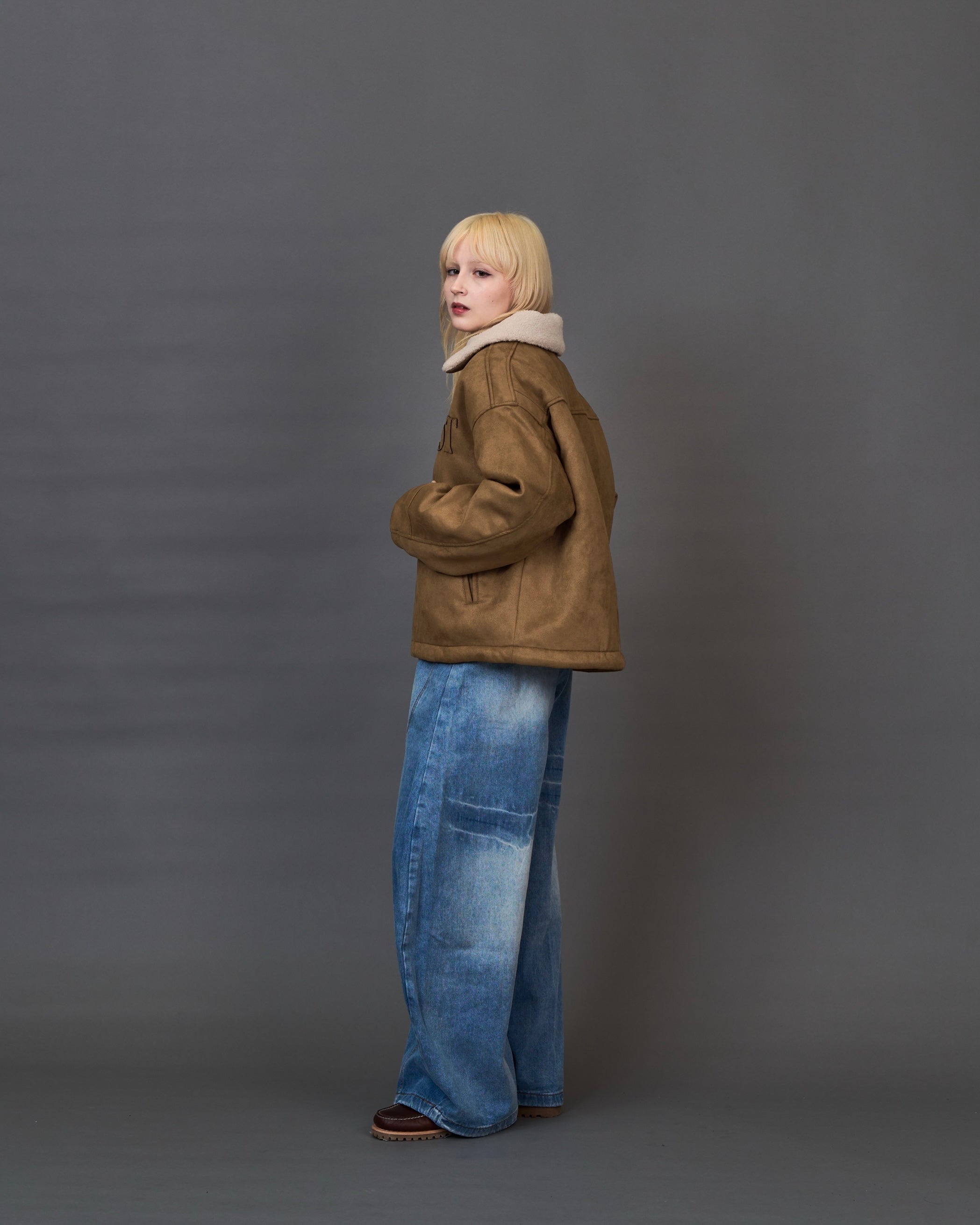 Shearling Collar Suede Blouson SL0055