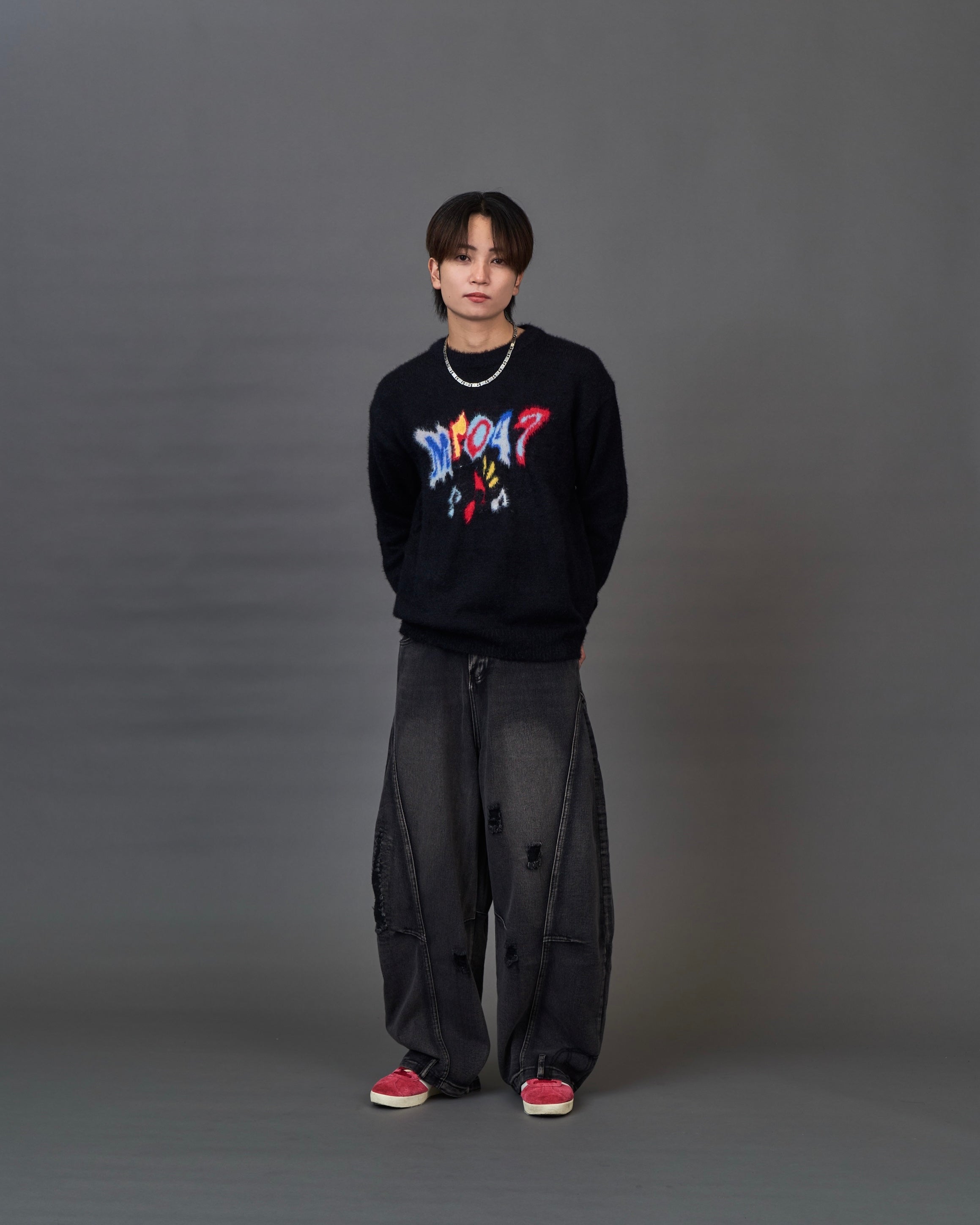 Graphic Shaggy Knit Sweater  SL0053