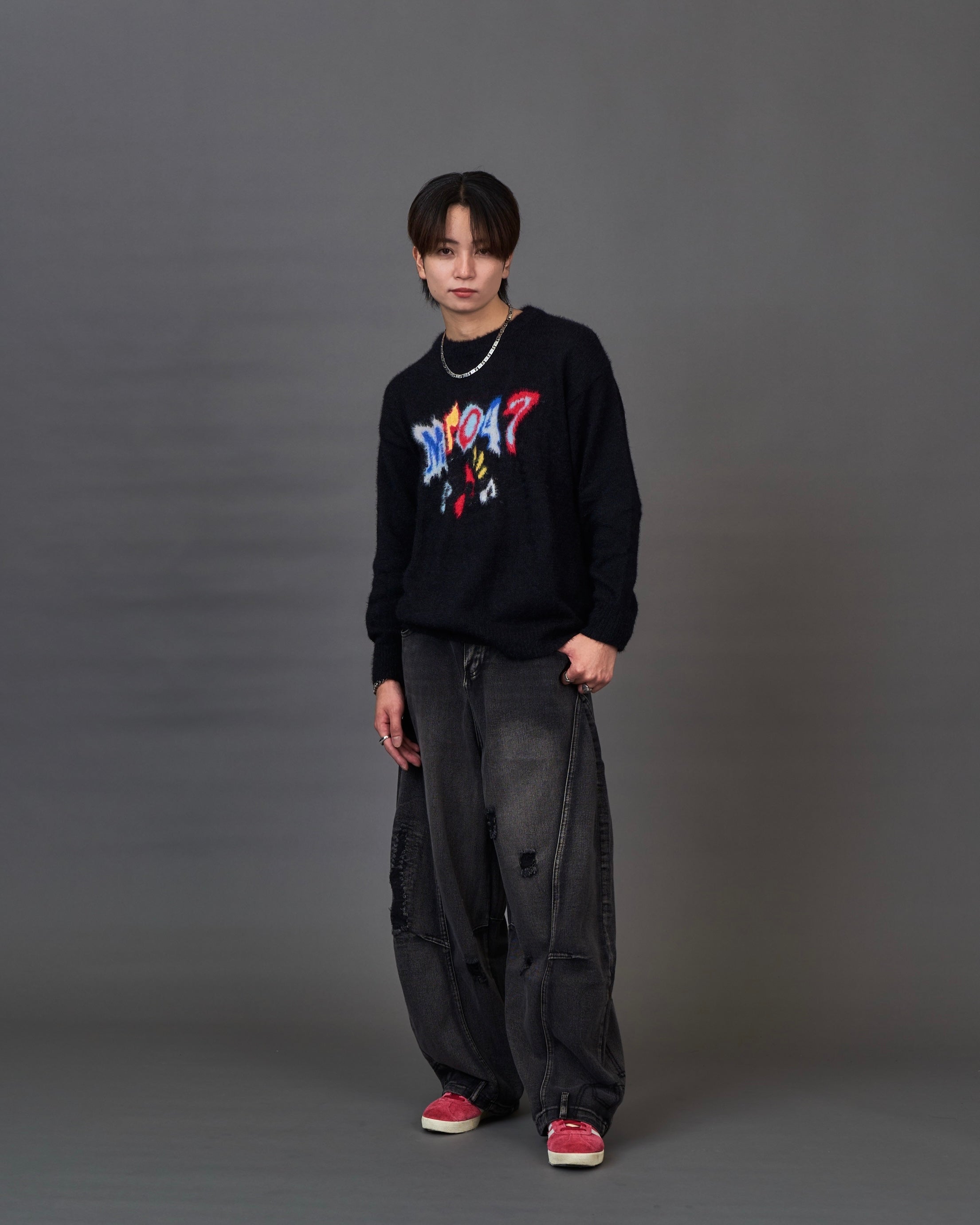 Graphic Shaggy Knit Sweater  SL0053