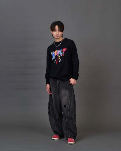 Graphic Shaggy Knit Sweater  SL0053