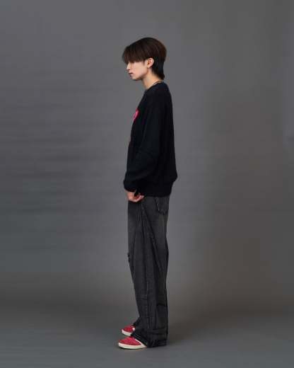 Graphic Shaggy Knit Sweater  SL0053