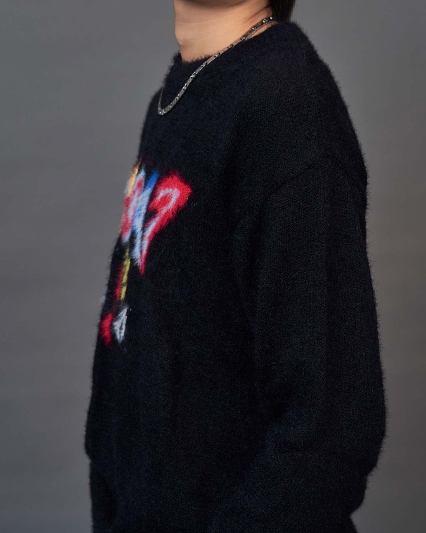 Graphic Shaggy Knit Sweater  SL0053