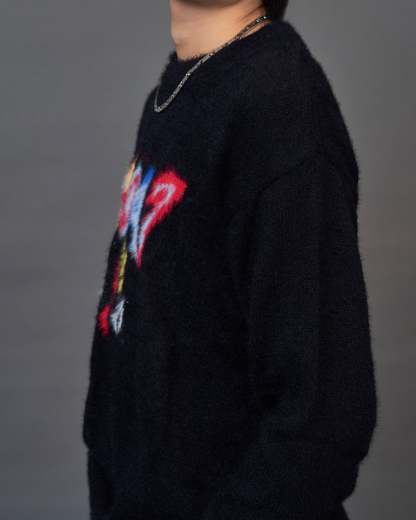 Graphic Shaggy Knit Sweater  SL0053