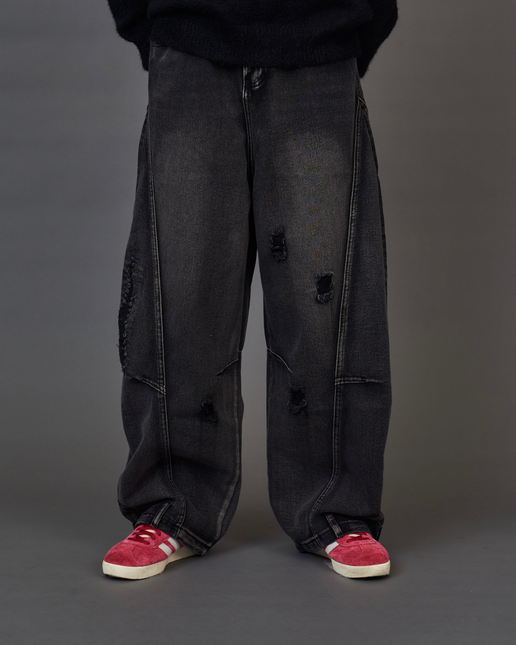 Distressed Black Wide Denim SL0072