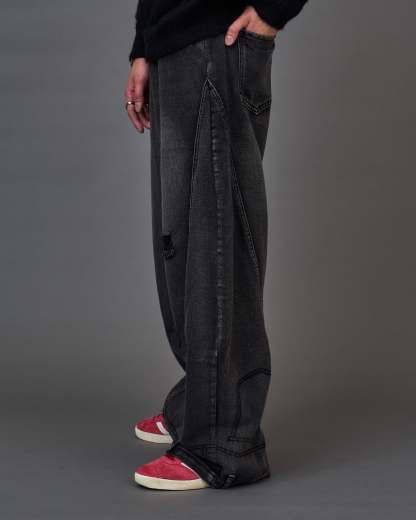 Distressed Black Wide Denim SL0072