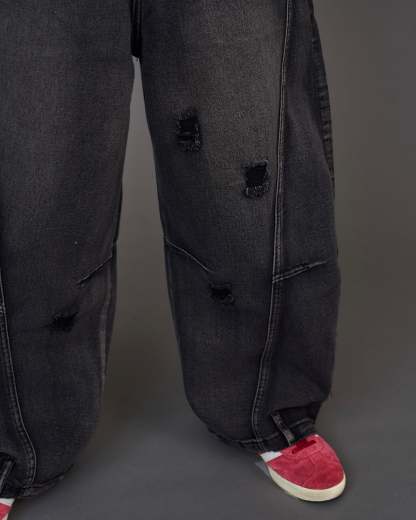 Distressed Black Wide Denim SL0072