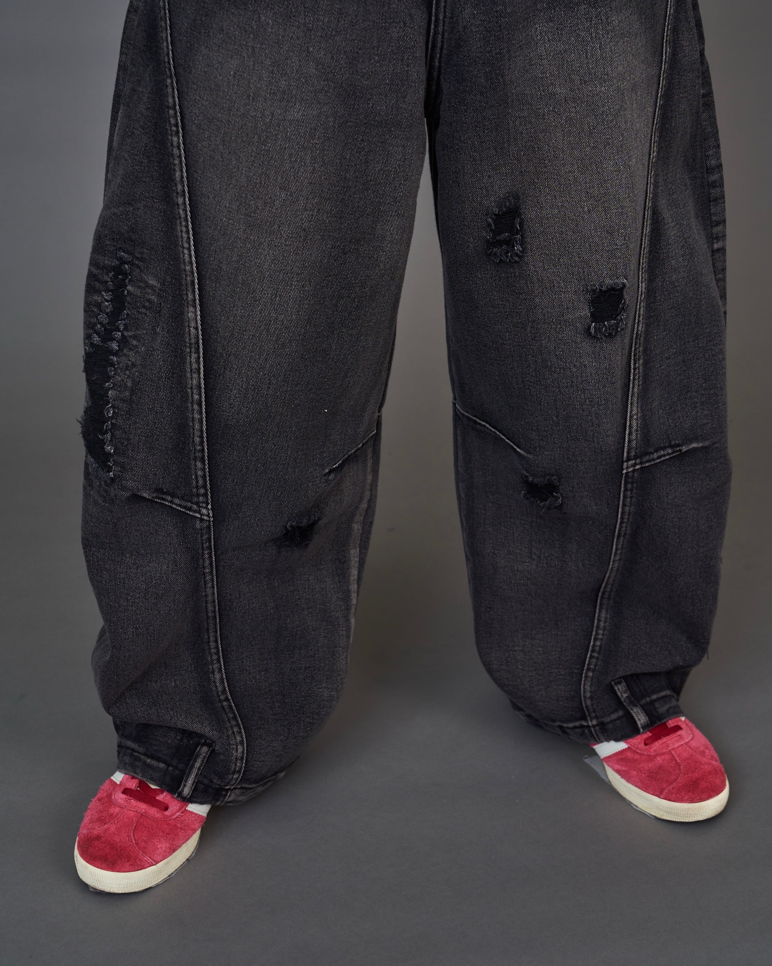 Distressed Black Wide Denim SL0072