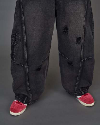 Distressed Black Wide Denim SL0072