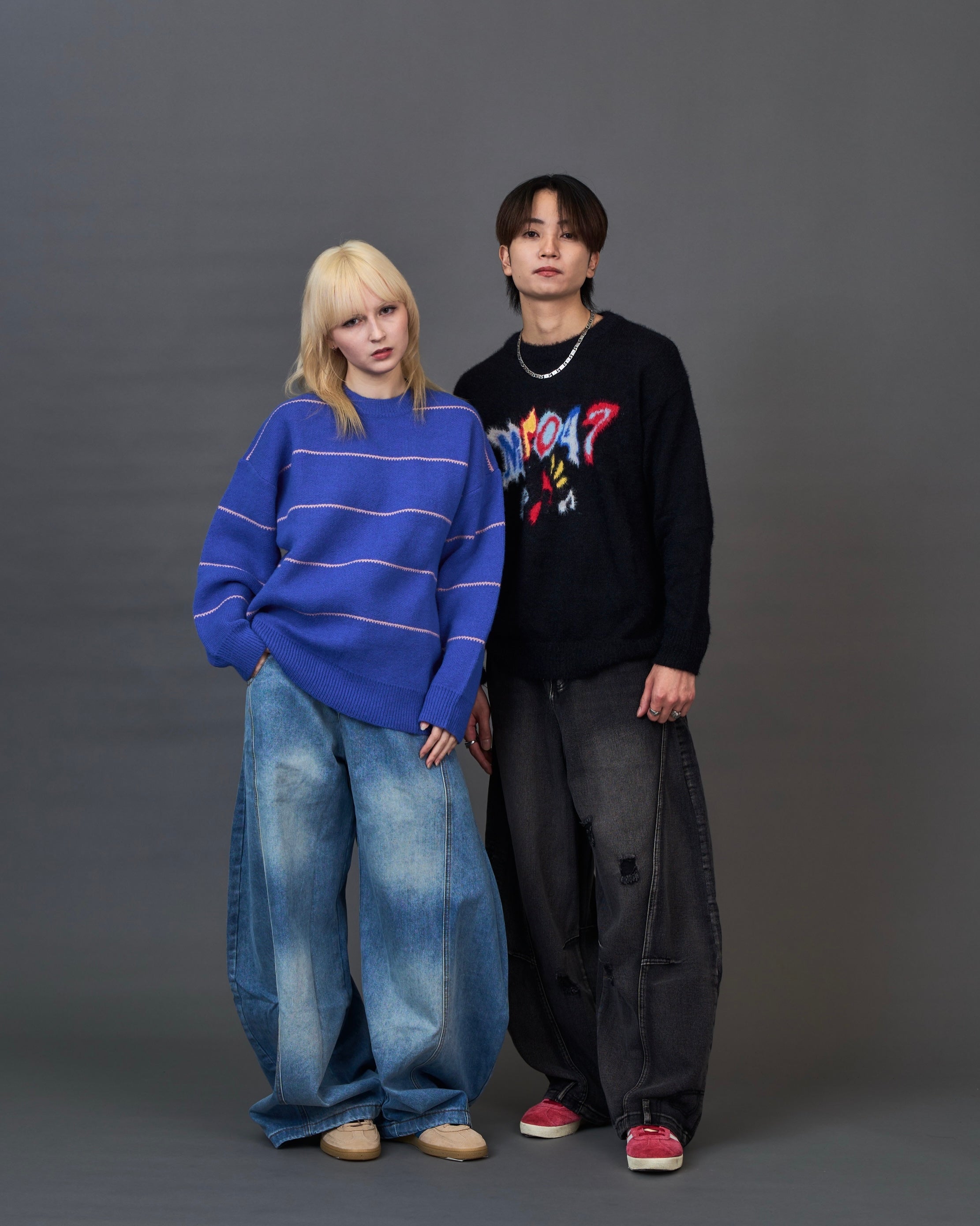 Graphic Shaggy Knit Sweater  SL0053