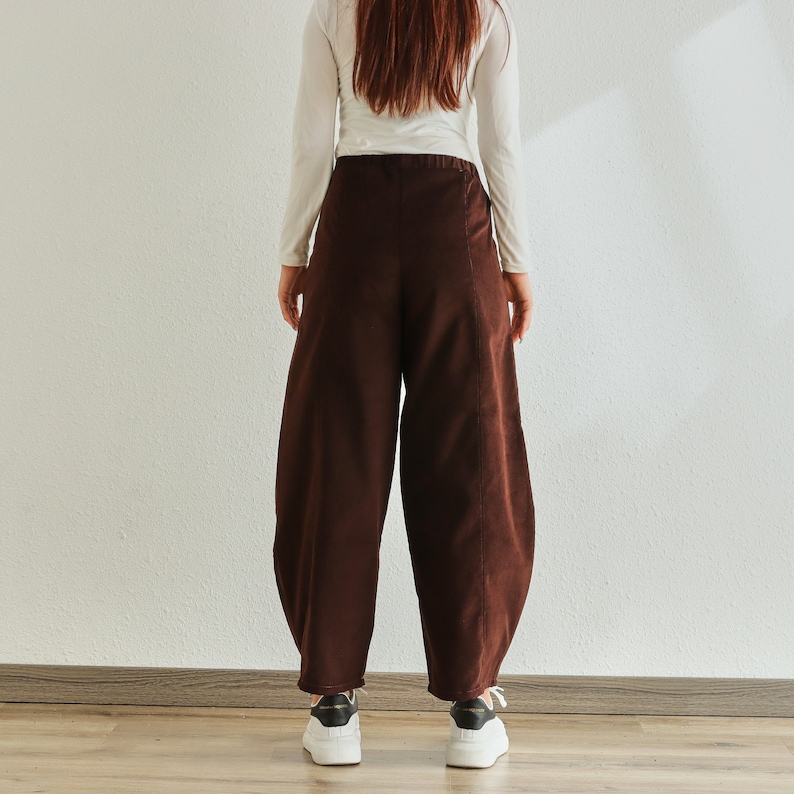 Cotton Corduroy Pant Elastic waist pants Thick Winter pants for women Loose long pants wide leg trousers Custom plus pants Spring Fall Pant