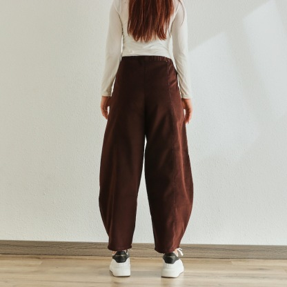 Cotton Corduroy Pant Elastic waist pants Thick Winter pants for women Loose long pants wide leg trousers Custom plus pants Spring Fall Pant
