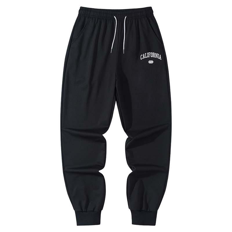 Men's Letter Printed Drawstring Waist Sports Pants with Pockets Casual Regular Fit Jogging Sweatpants for Spring Autumn Daily Wear Athleisure Style