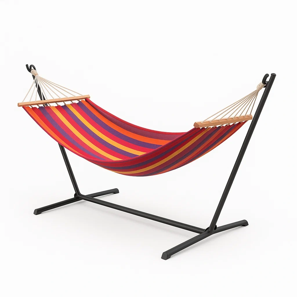 Amaca con supporto in metallo strisce multicolore cotone