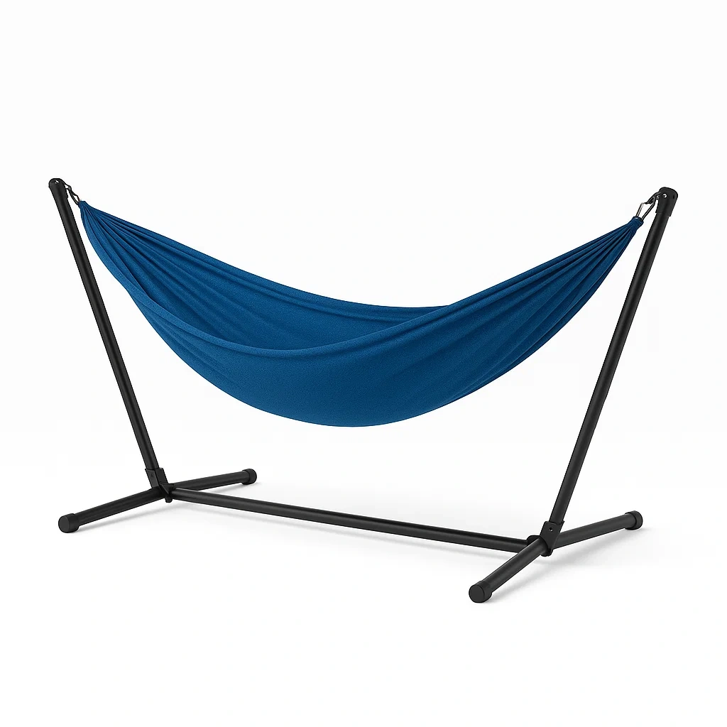 Amaca blu con struttura in acciaio e tessuto poliestere